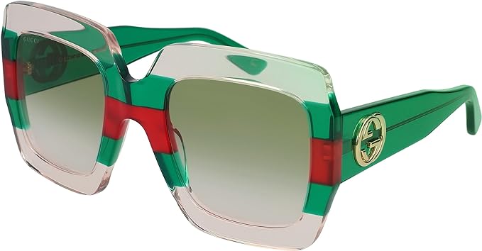 Gucci Damen GG0178S 001 Sonnenbrille, Mehrfarbig (1/Green), 54